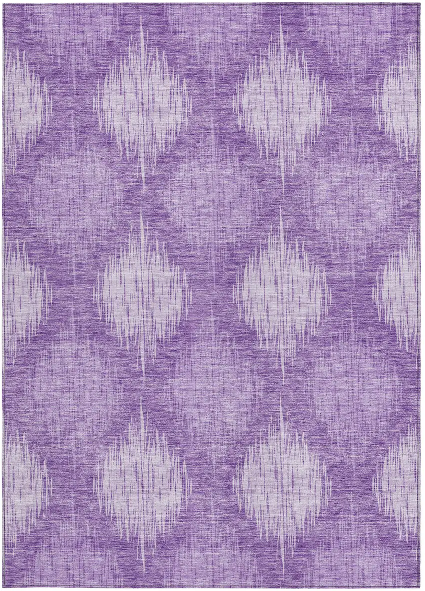 Plum Purple And Lavender Ikat Washable Indoor Outdoor Area Rug Photo 6