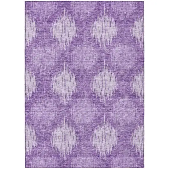 Plum Purple And Lavender Ikat Washable Indoor Outdoor Area Rug Photo 2