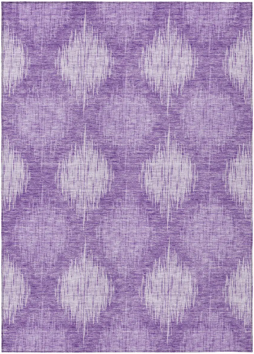 Plum Purple And Lavender Ikat Washable Indoor Outdoor Area Rug Photo 2