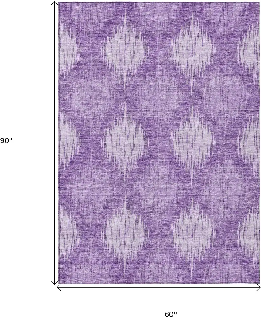 Plum Purple And Lavender Ikat Washable Indoor Outdoor Area Rug Photo 3