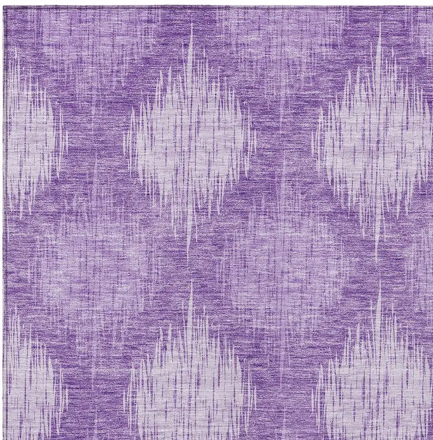 Plum Purple And Lavender Ikat Washable Indoor Outdoor Area Rug Photo 6