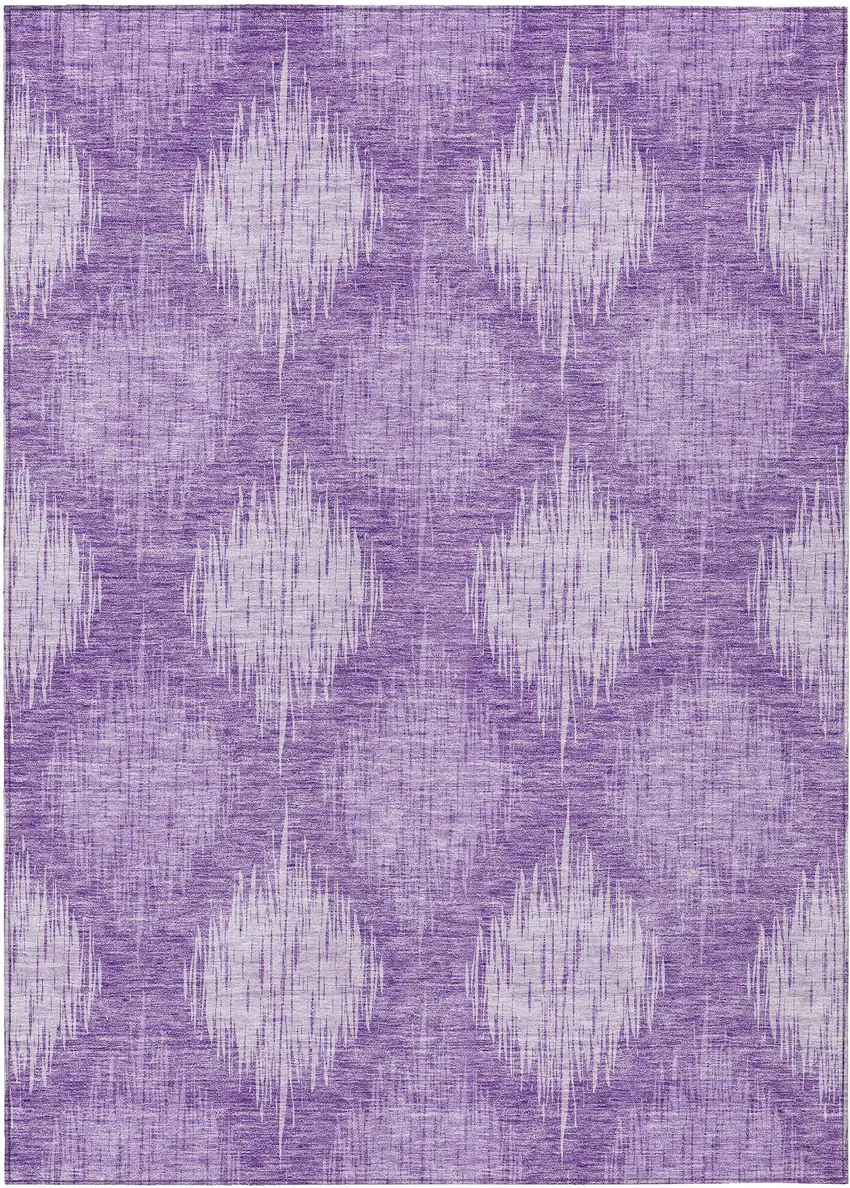 Plum Purple And Lavender Ikat Washable Indoor Outdoor Area Rug Photo 2