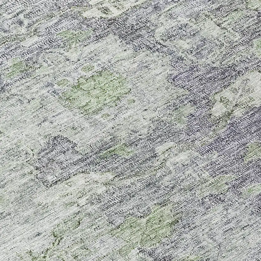 Plum Purple And Olive Green Oriental Washable Indoor Outdoor Area Rug Photo 8