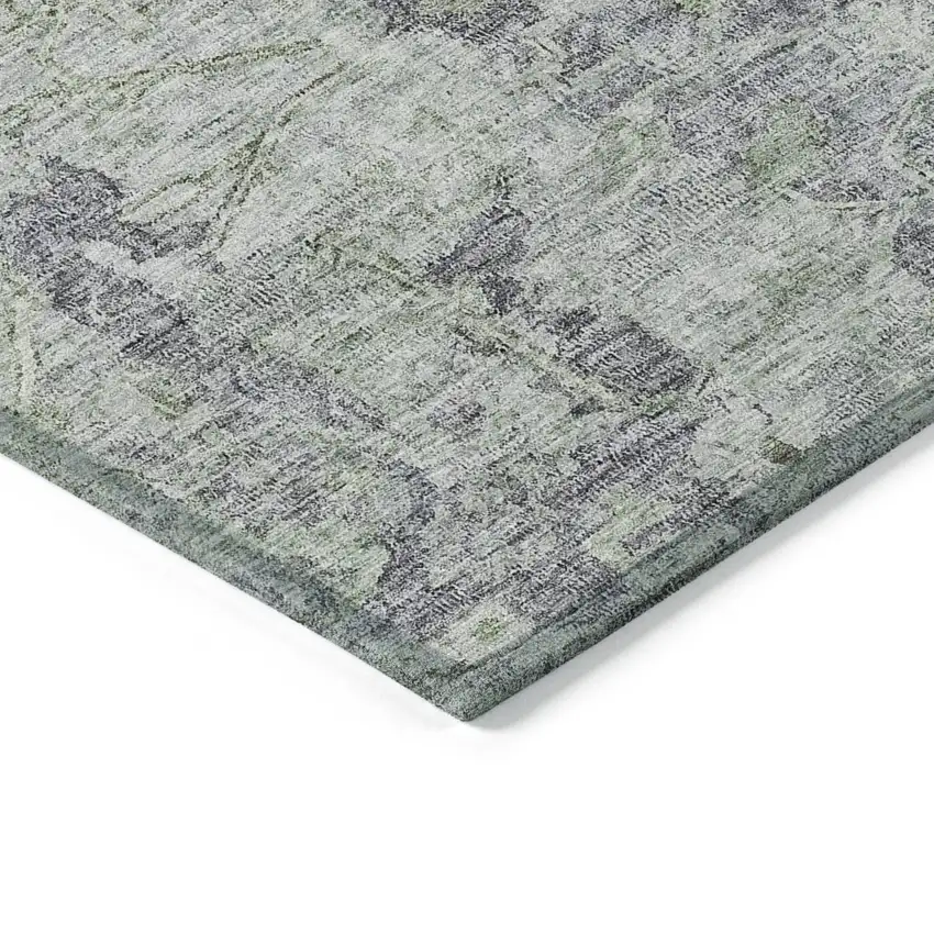 Plum Purple And Olive Green Oriental Washable Indoor Outdoor Area Rug Photo 4