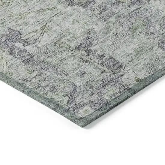 Plum Purple And Olive Green Oriental Washable Indoor Outdoor Area Rug Photo 4