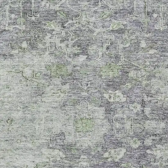Plum Purple And Olive Green Oriental Washable Indoor Outdoor Area Rug Photo 6