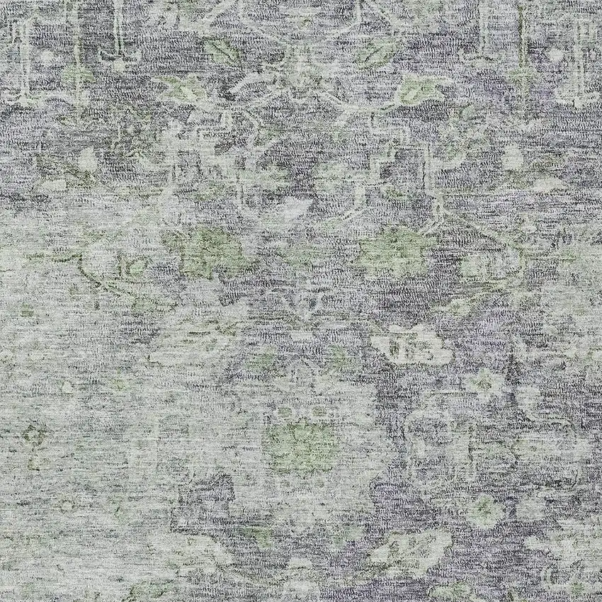 Plum Purple And Olive Green Oriental Washable Indoor Outdoor Area Rug Photo 6