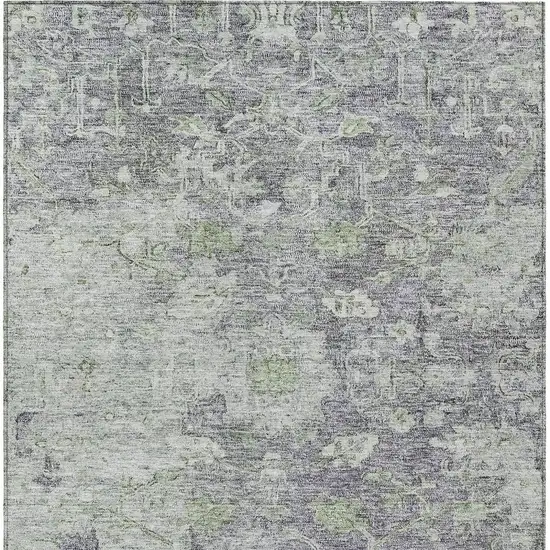 Plum Purple And Olive Green Oriental Washable Indoor Outdoor Area Rug Photo 7