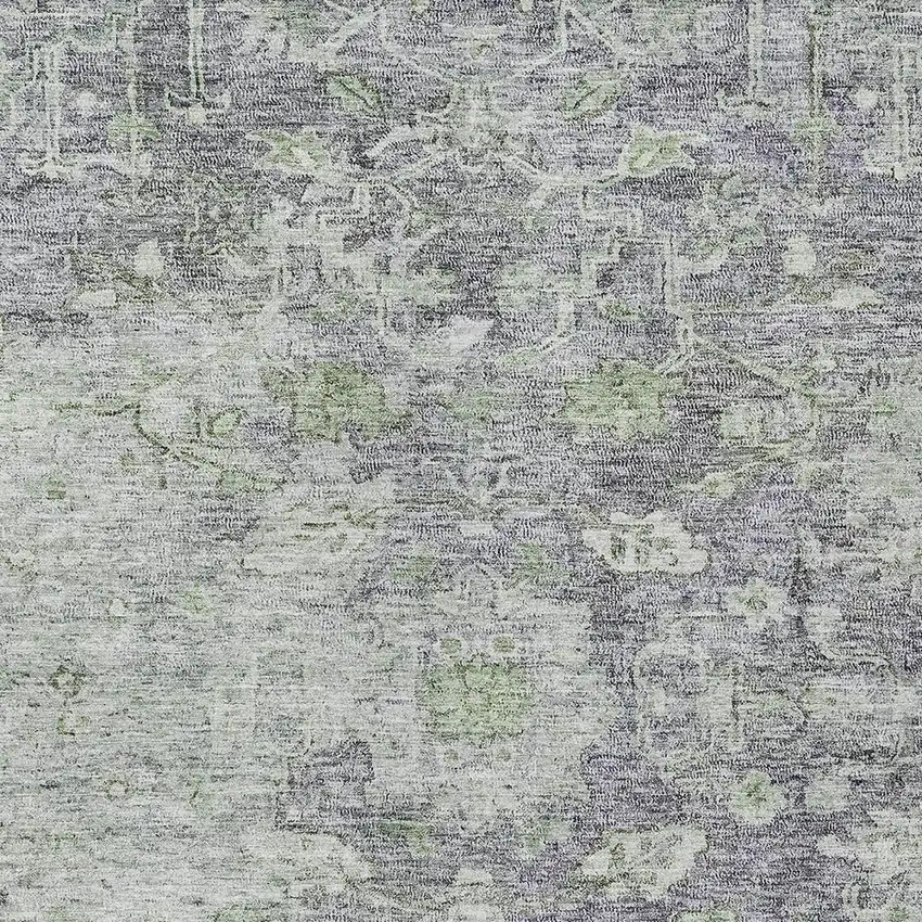 Plum Purple And Olive Green Oriental Washable Indoor Outdoor Area Rug Photo 6