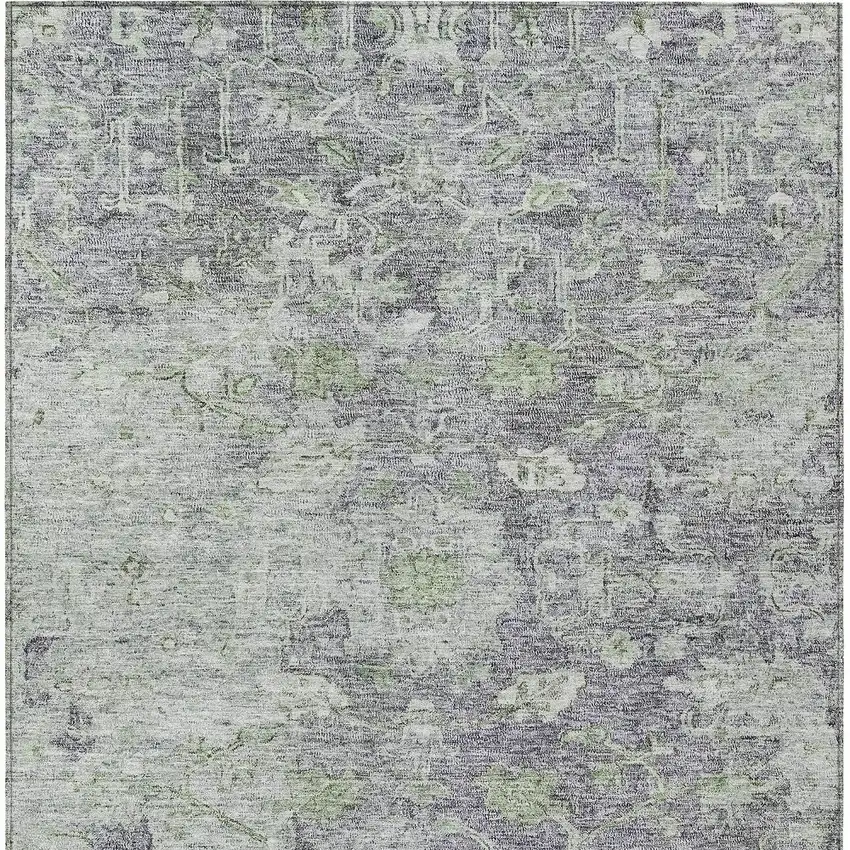 Plum Purple And Olive Green Oriental Washable Indoor Outdoor Area Rug Photo 7