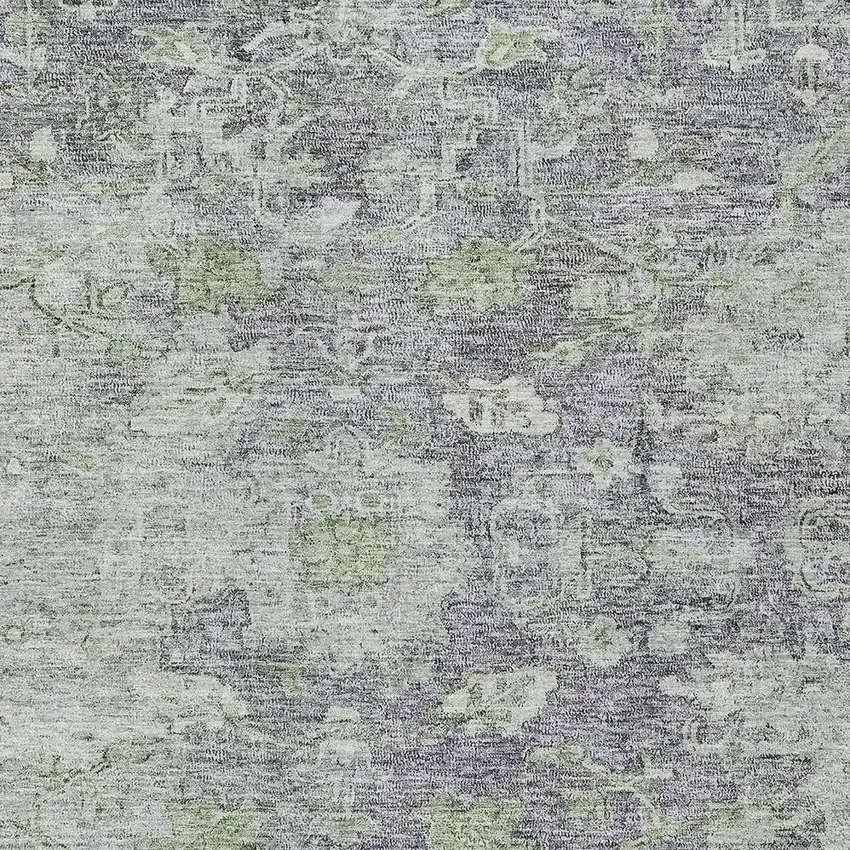 Plum Purple And Olive Green Oriental Washable Indoor Outdoor Area Rug Photo 6