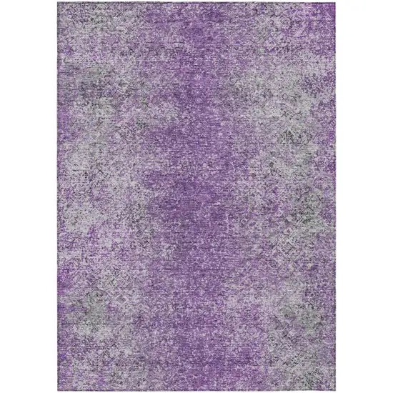 Plum Purple And Silver Oriental Washable Indoor Outdoor Area Rug Photo 2