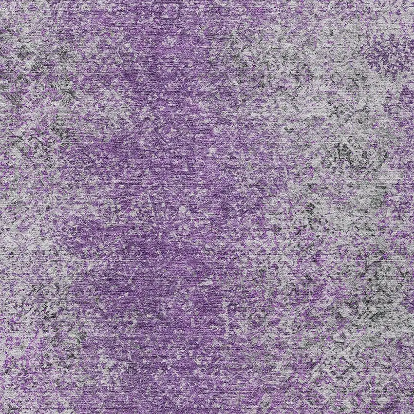Plum Purple And Silver Oriental Washable Indoor Outdoor Area Rug Photo 5