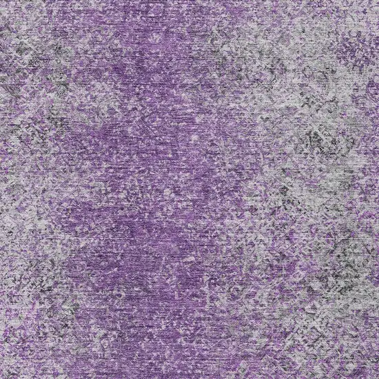 Plum Purple And Silver Oriental Washable Indoor Outdoor Area Rug Photo 5