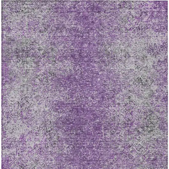 Plum Purple And Silver Oriental Washable Indoor Outdoor Area Rug Photo 6