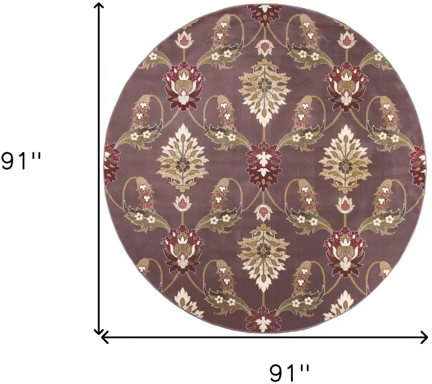 Plum Purple Machine Woven Traditional Octagon Indoor Area Rug Photo 9