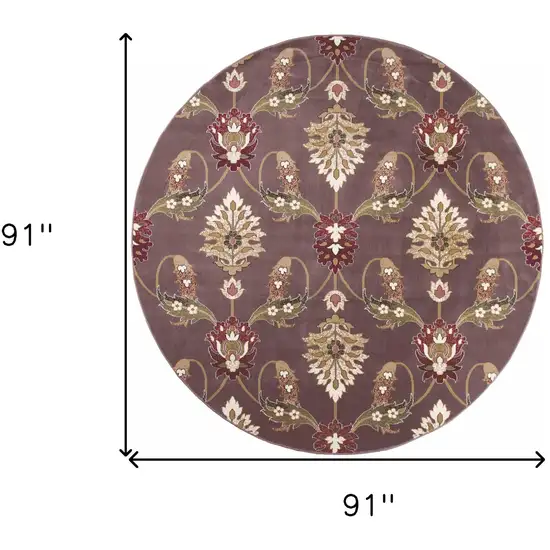 Plum Purple Machine Woven Traditional Octagon Indoor Area Rug Photo 9