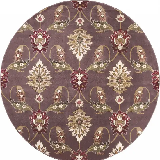 Plum Purple Machine Woven Traditional Octagon Indoor Area Rug Photo 7