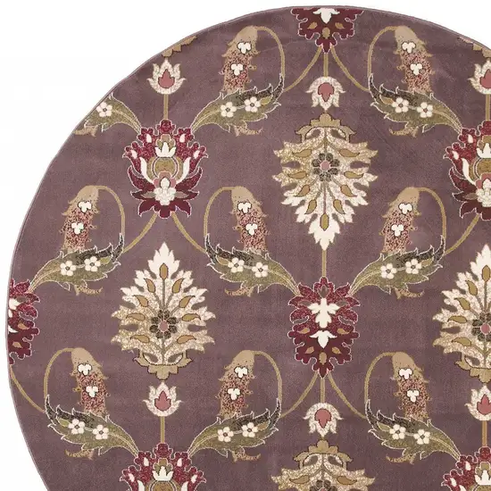 Plum Purple Machine Woven Traditional Octagon Indoor Area Rug Photo 6