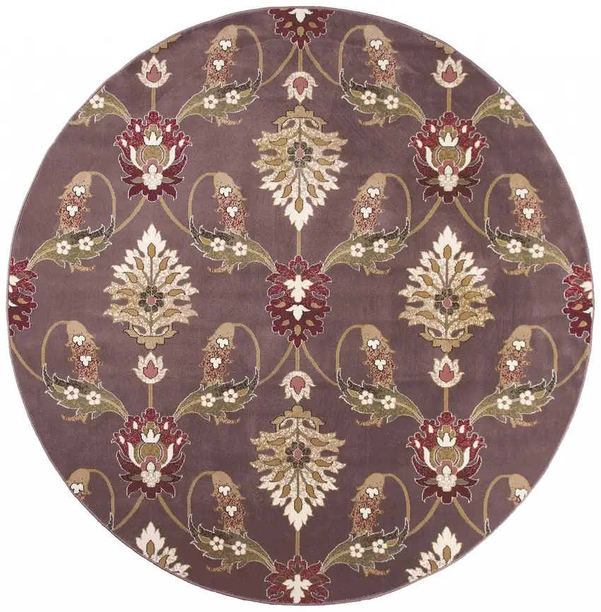 Plum Purple Machine Woven Traditional Octagon Indoor Area Rug Photo 1