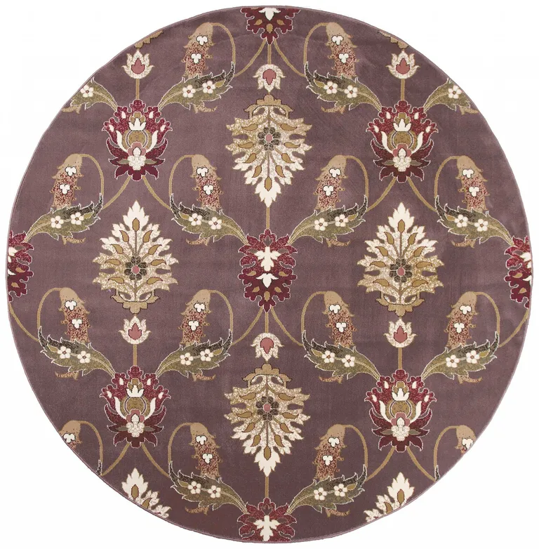 Plum Purple Machine Woven Traditional Octagon Indoor Area Rug Photo 1