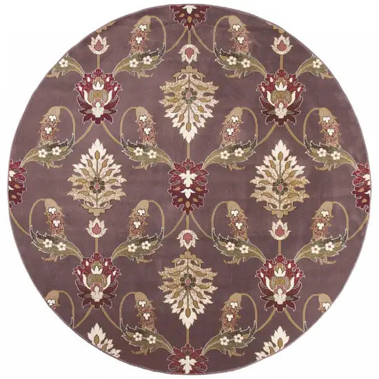 Plum Purple Machine Woven Traditional Octagon Indoor Area Rug Photo 1