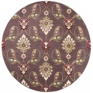 Photo of Plum Purple Machine Woven Traditional Octagon Indoor Area Rug