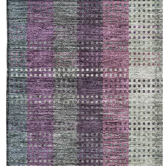 Plum Sage And Gray Plaid Washable Area Rug With UV Protection Photo 3