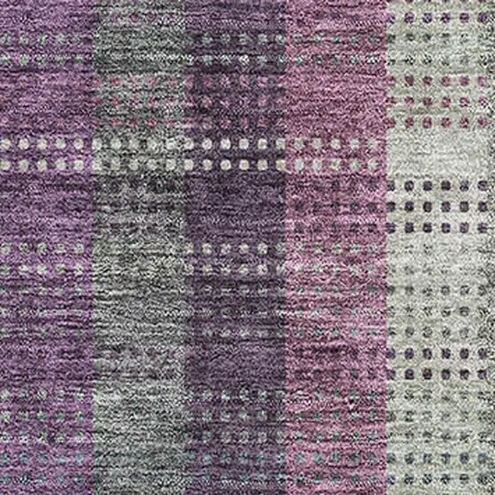 Plum Sage And Gray Plaid Washable Area Rug With UV Protection Photo 2