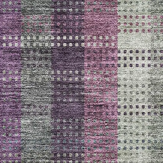 Plum Sage And Gray Plaid Washable Area Rug With UV Protection Photo 2