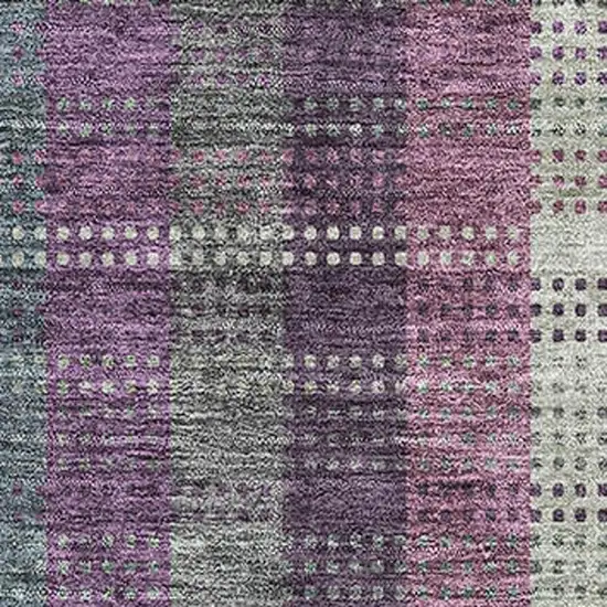 Plum Sage And Gray Plaid Washable Area Rug With UV Protection Photo 2