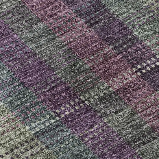 Plum Sage And Gray Plaid Washable Area Rug With UV Protection Photo 8