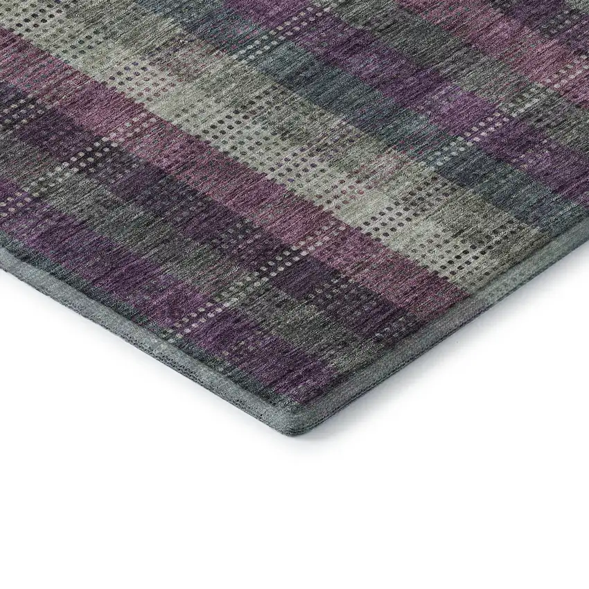 Plum Sage And Gray Plaid Washable Area Rug With UV Protection Photo 7