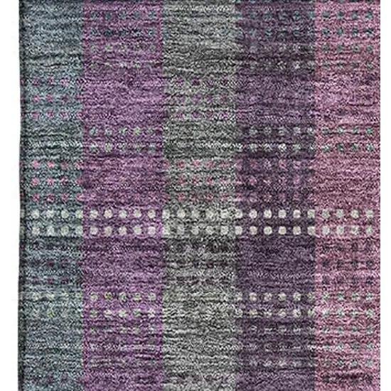 Plum Sage And Gray Plaid Washable Area Rug With UV Protection Photo 2