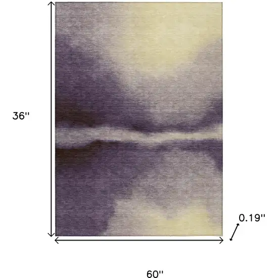 Plum Wheat And Ivory Abstract Washable Indoor Outdoor Area Rug Photo 3