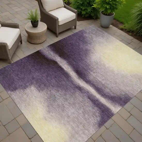 Plum Wheat And Ivory Abstract Washable Indoor Outdoor Area Rug Photo 8
