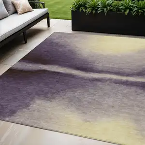 Photo of Plum Wheat And Ivory Abstract Washable Indoor Outdoor Area Rug