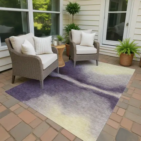 Plum Wheat And Ivory Abstract Washable Indoor Outdoor Area Rug Photo 6