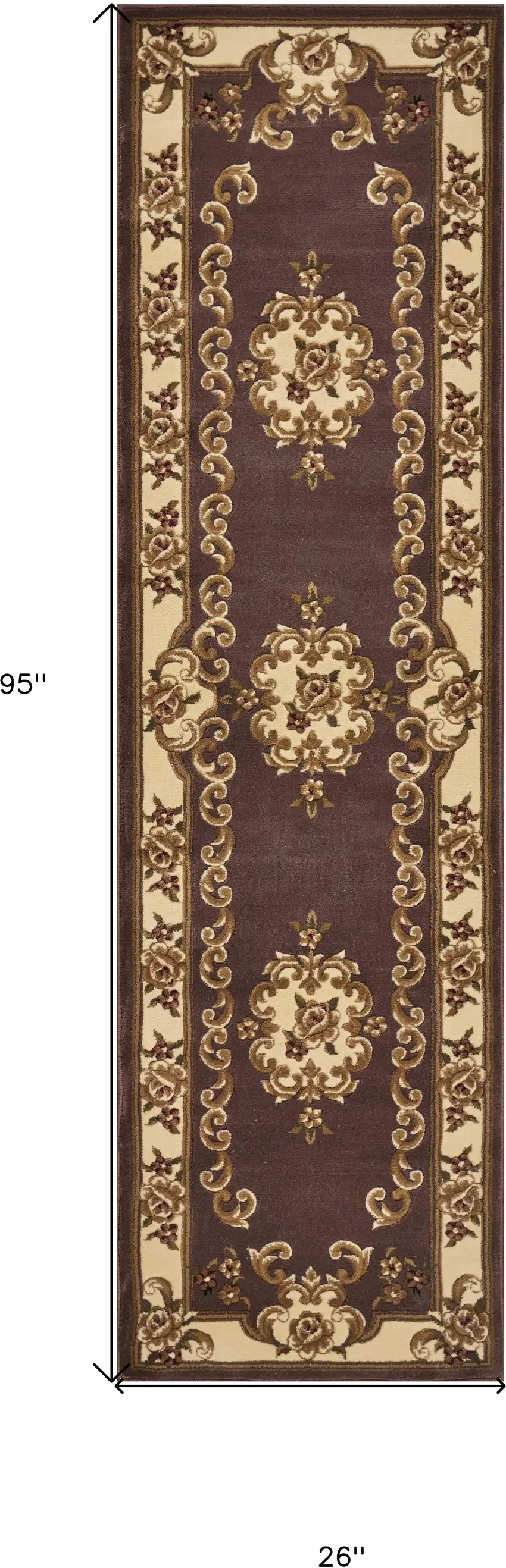2' X 8' Plum Or Ivory Medallion Runner Rug Photo 6