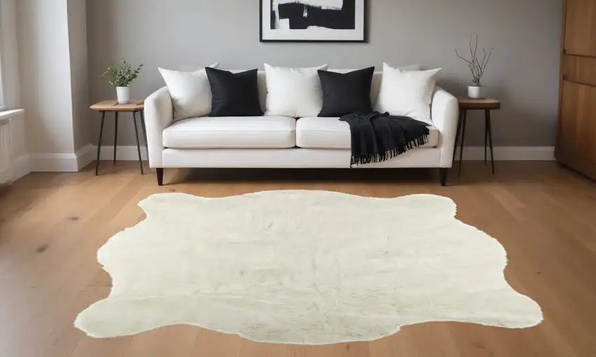 Polar Bear Off White Faux Hide Area Rug Photo 1