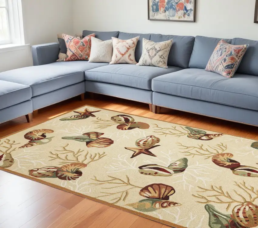 Polyester Beige Area Rug Photo 1