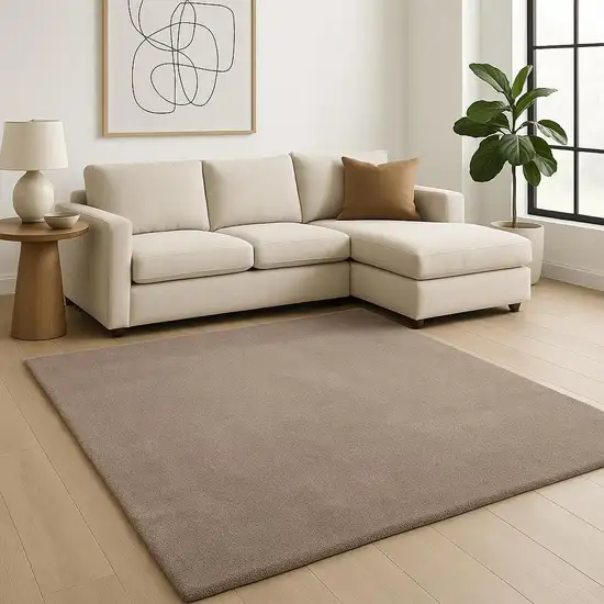 Beige Shag Hand Woven Area Rug Photo 1