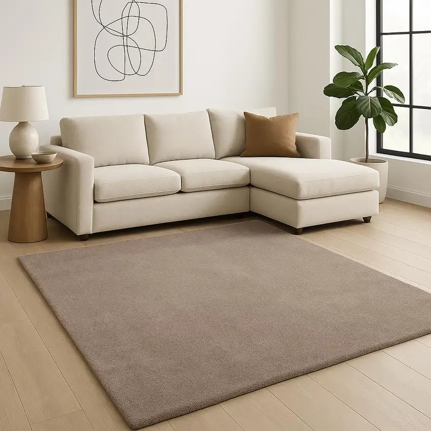 Beige Shag Hand Woven Area Rug Photo 1