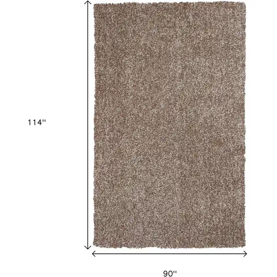 Beige And Brown Abstract Shag Hand Woven Area Rug Photo 3