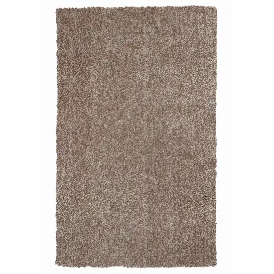 Beige And Brown Abstract Shag Hand Woven Area Rug Photo 2