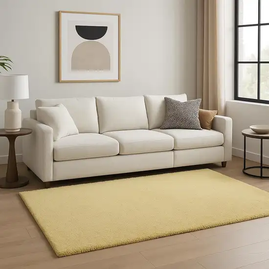 Canary Yellow Shag Hand Woven Area Rug Photo 1