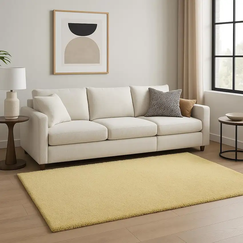 Canary Yellow Shag Hand Woven Area Rug Photo 1