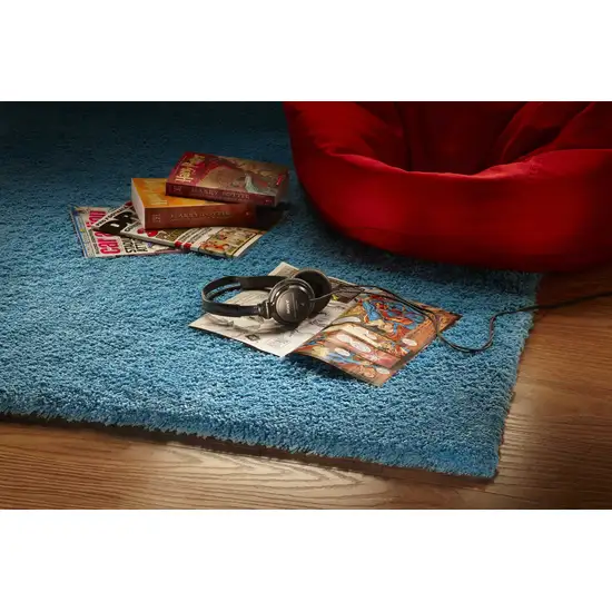 Blue Shag Hand Woven Area Rug Photo 4