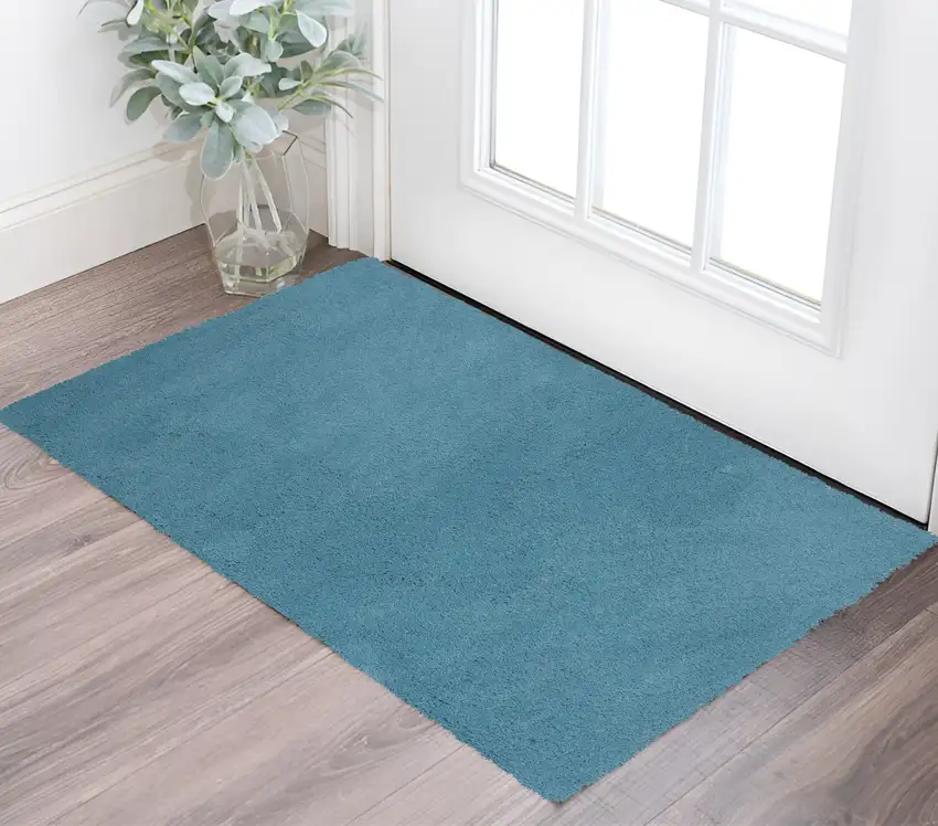 Blue Shag Hand Woven Area Rug Photo 1