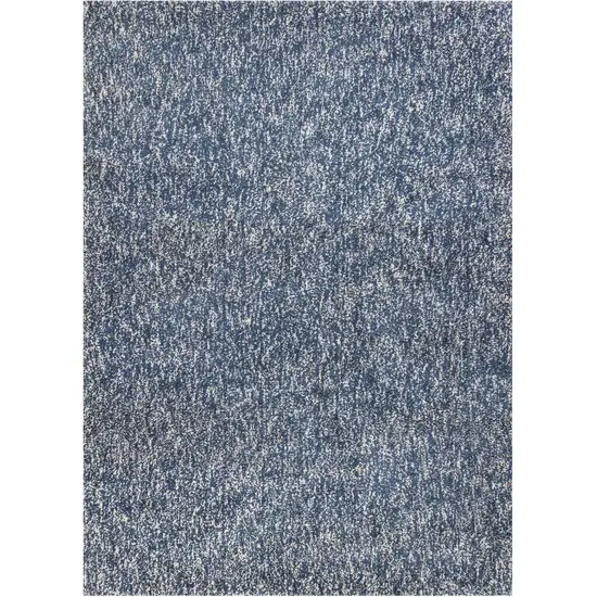 Indigo And Ivory Abstract Shag Hand Woven Area Rug Photo 2